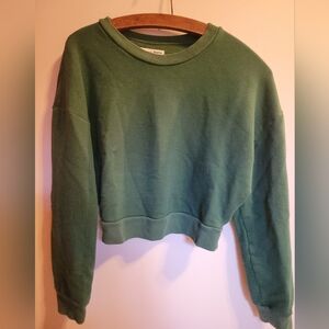 Reformation Womens Green Emerald Kelly Cropped Sweatshirt Pullover Small